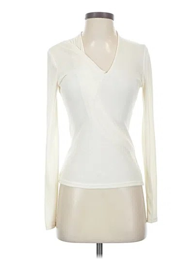 Pre-owned Astr Long Sleeve Top Ivory Plunge Neckline Tops