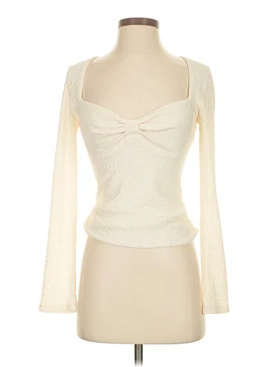 Pre-owned Astr Long Sleeve Top Ivory Sweetheart Neckline Tops