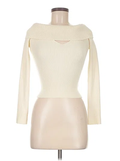 Pre-owned Astr Long Sleeve Top Ivory Turtleneck Tops In White