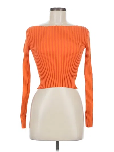 Pre-owned Astr Long Sleeve Top Orange Boatneck Tops