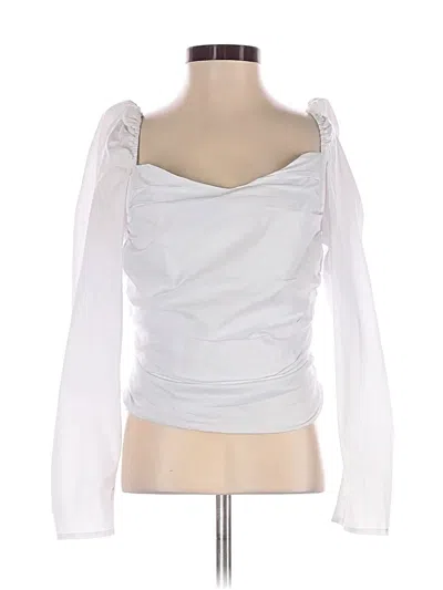Pre-owned Astr Long Sleeve Top White Sweetheart Neckline Tops