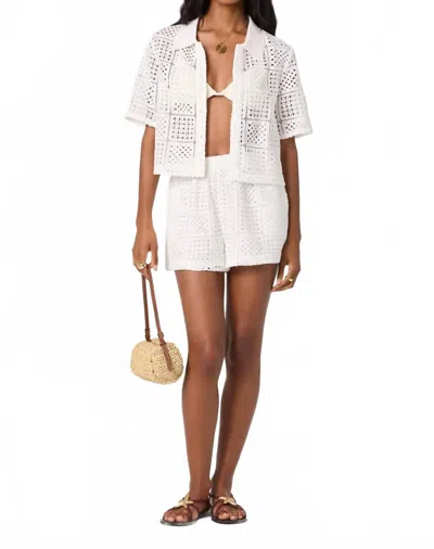 Astr Loren Crochet Mini Shorts In White In Multi