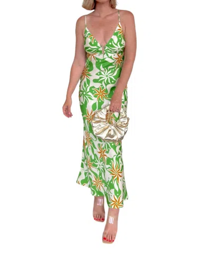 Astr Lysandra Printed Maxi Dress In Green Print In Multi