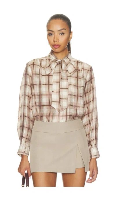 Astr Mabry Top In Brown Plaid