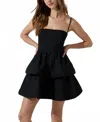 Astr Mackenzie Tiered Skater Mini Dress In Black In Black