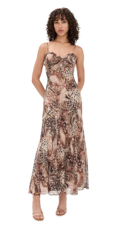 Astr Maeryn Dress Taupe Brown Leopard