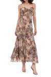 Astr Maeryn Ruffle Maxi Dress In Taupe Brown Leopard In Brown