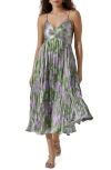 Astr Maeve Floral Midi Sundress In Purple Green Abstract