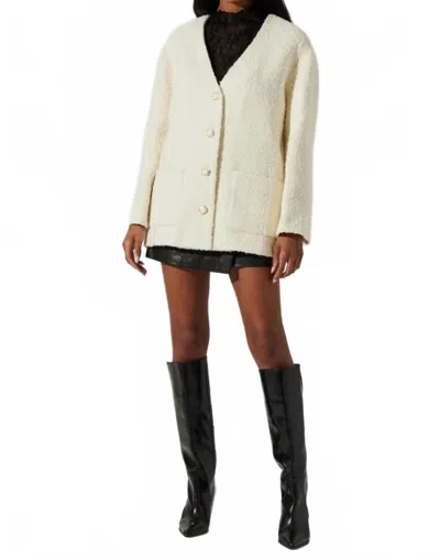 Astr Maidy V-neck Coat In Cream In White