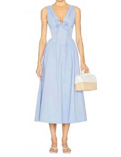 Astr Maili Corset Poplin Midi Dress In Blue