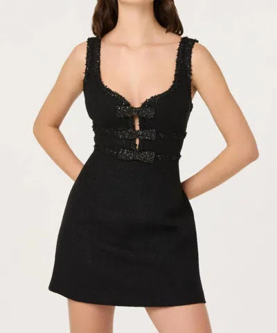Astr Maira Tweed Bow Mini Dress In Black In Multi