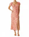 Astr Maisy Floral Flutter Sleeve Midi Dress In Pink Multi Ditsy In Orange
