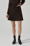 Astr The Label Marceline Pleated Knit Miniskirt In Brown