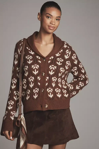 Astr Marcenia Wool Blend Cardigan Sweater In Brown