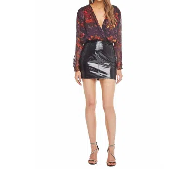Astr Maren Bodysuit In Plum Red In Multi
