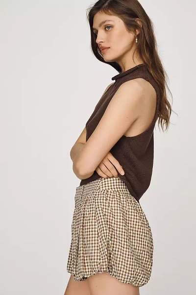 Astr Margeen Pleated High-waisted Shorts In Brown