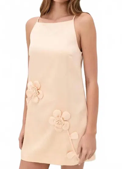 Astr Marigold Satin 3d Floral Mini Dress In Vintage Cream In Pink