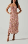 Astr Maritza Printed Midi Dress In Copper Lilac Multi