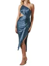 Astr Martina Satin One-shoulder Dress In Blue