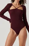 ASTR MAUDE BODYSUIT IN DARK WINE