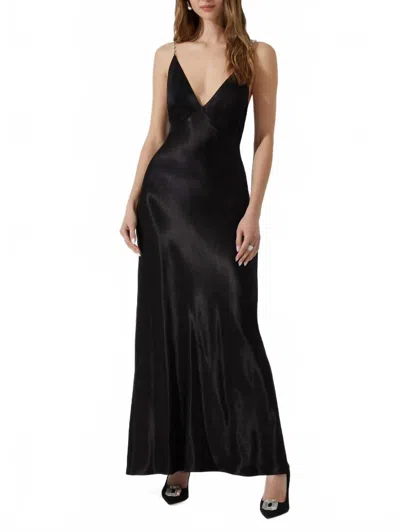 Astr Maxime Pearl Straps Maxi Dress In Black