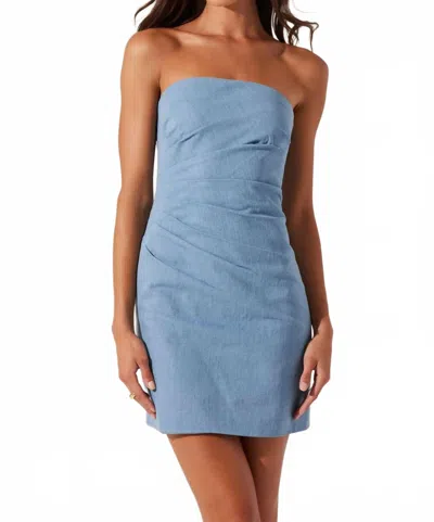 Astr Mazzei Strapless Denim Dress In Light Blue