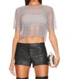 Astr Mckay Mesh Set Bralette Top In Silver In Silver