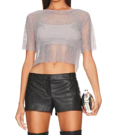 Astr Mckay Mesh Set Bralette Top In Silver