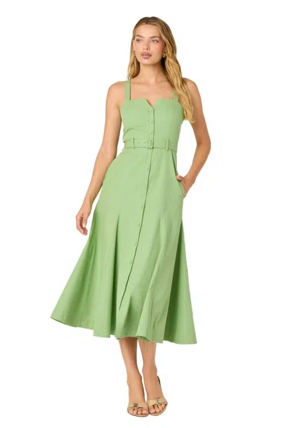 Astr Mckinley Flared Dress In Green In Brown