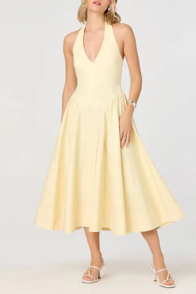 Astr Meanna Halter Midi Dress In Lemon In Yellow