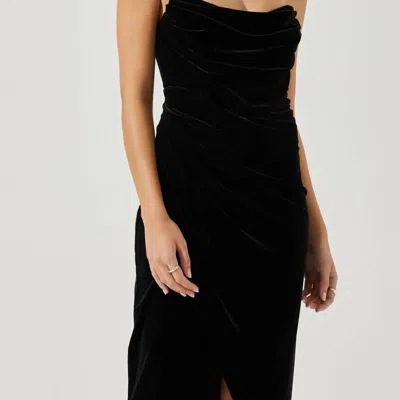 Astr Meghan Velvet Midi Dress In Black