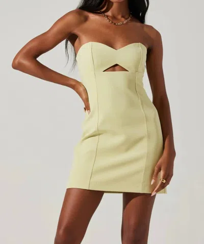 Astr Mekhi Strapless Mini Dress In Lime In Yellow