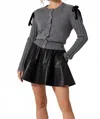 Astr Melvie Bow Detail Cardigan In Grey In Gray