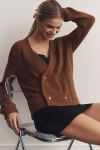 Astr Merritt Double-breasted Cardigan Sweater In Brown