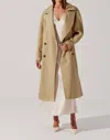 Astr Meryll Belted Trench Coat In Khaki
