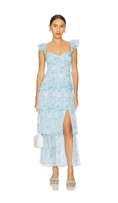 Astr Midsummer Dress In Blue Floral