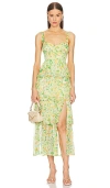 Astr The Label Sorbae Floral Print Sleeveless Dress In Yellow Green Multi