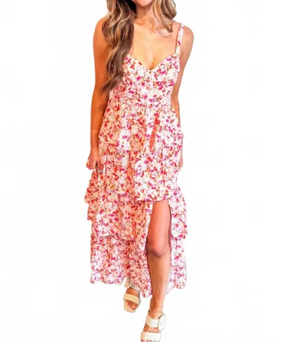 Astr Midsummer Eyelet Tiered Maxi Dress In Pink
