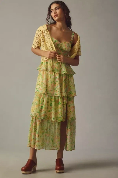 Astr Midsummer Sweetheart Tiered Midi Dress In Multicolor
