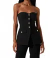 Astr The Label Milani Strapless Slim Fit Button Front Top In Black
