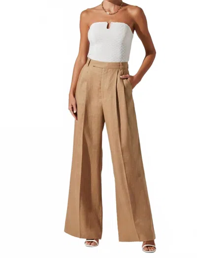 Astr Milani Wide Leg Trouser In Taupe In Brown