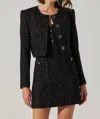 Astr Milena Cropped Tweed Jacket In Black In Black