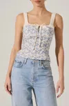 Astr Milkmaid Top In Blue Floral