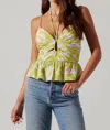 ASTR MINKA PEPLUM TOP IN FLORAL LEMON