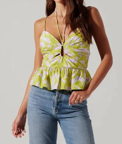 Astr Minka Peplum Top In Floral Lemon In Multi