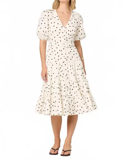Astr The Label Minnie Belted Puff Sleeve Dress In White
