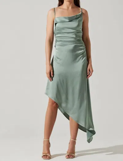 Astr Mirie Cowl Neck Midi Dress In Sage