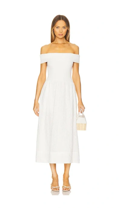 Astr Mixed Media Off Shoulder Dress In White