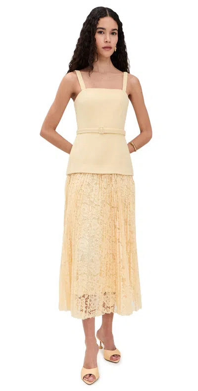 Astr Mixed Media Tweed Maxi Dress Yellow