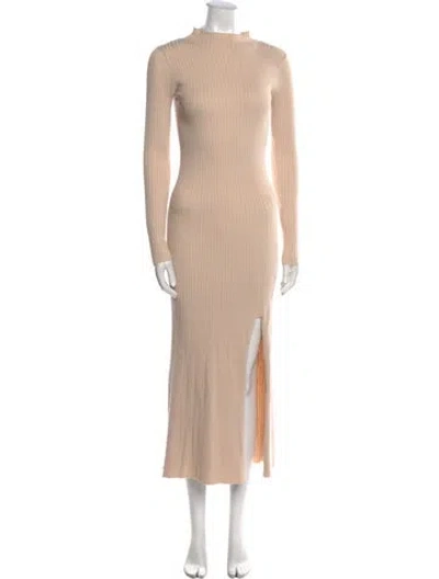 Pre-owned Astr Mock Neck Long Dress In Neutral
